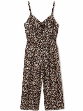 As U Wish Floral Wide Leg Jumpsuit 2X Boho Sleeveless Black